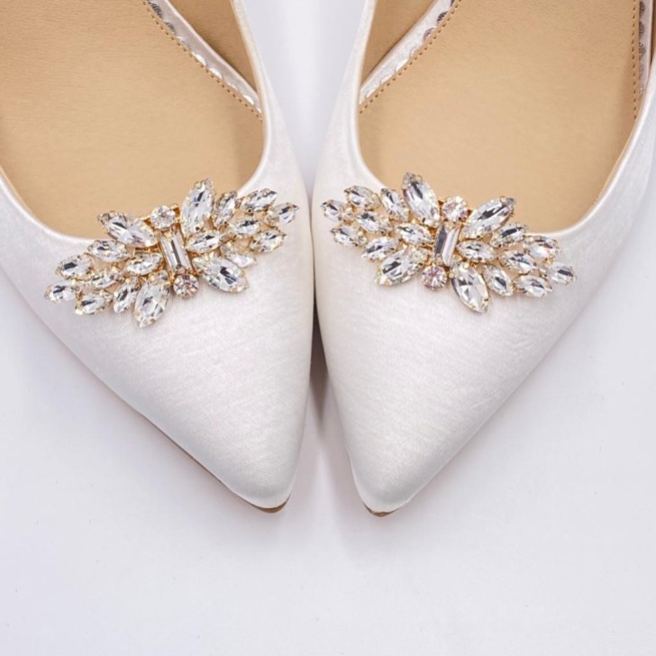 Glamor Gold Classic Crystal Shoe Clips