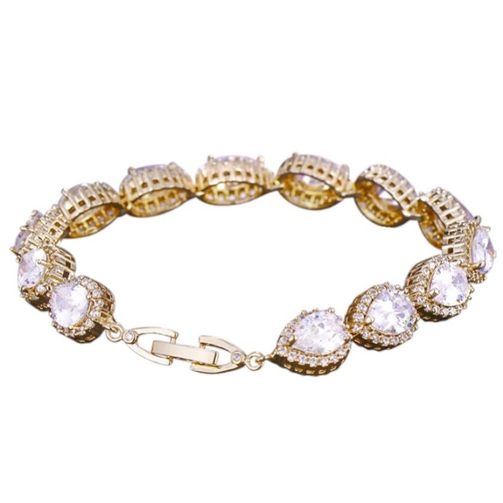 Hampton Teardrop Cubic Zirconia Wedding Bracelet (Gold)