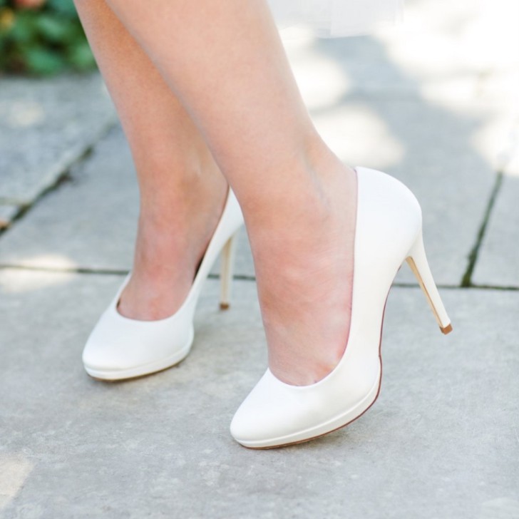 Harriet Wilde Amy Ivory Satin Platform Bridal Court Shoes