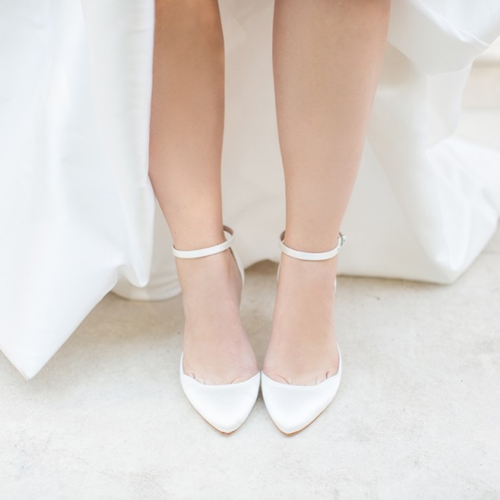 Harriet Wilde Sahara Mid Heel Ivory Satin Two Piece Bridal Court Shoes