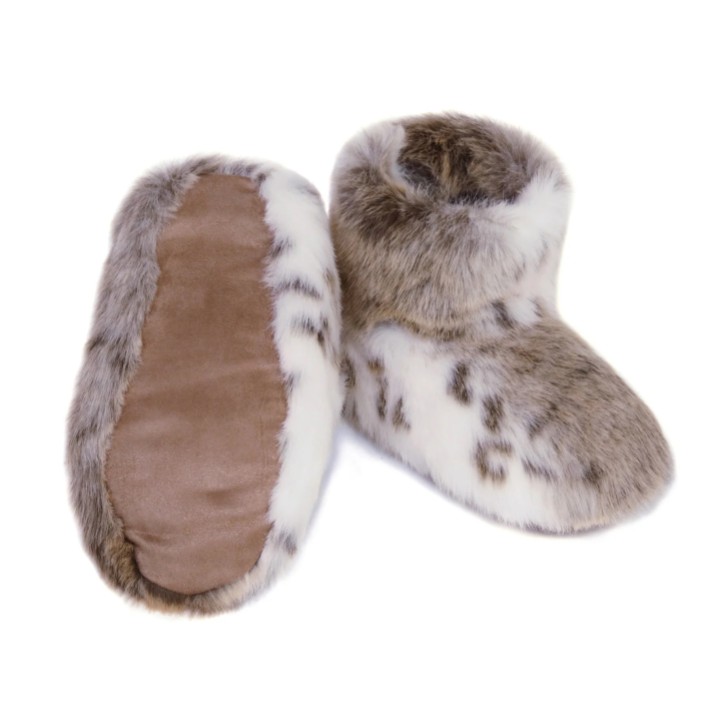 Helen Moore Lynx Animal Print Faux Fur Slipper Boots