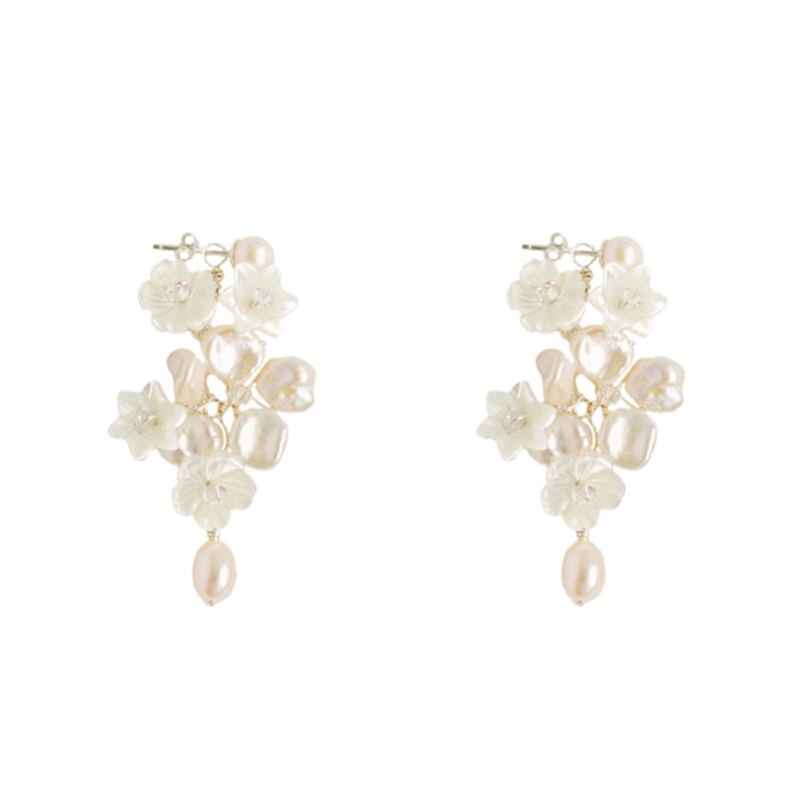 Hermione Harbutt Blanche Floral Mother of Pearl Drop Earrings