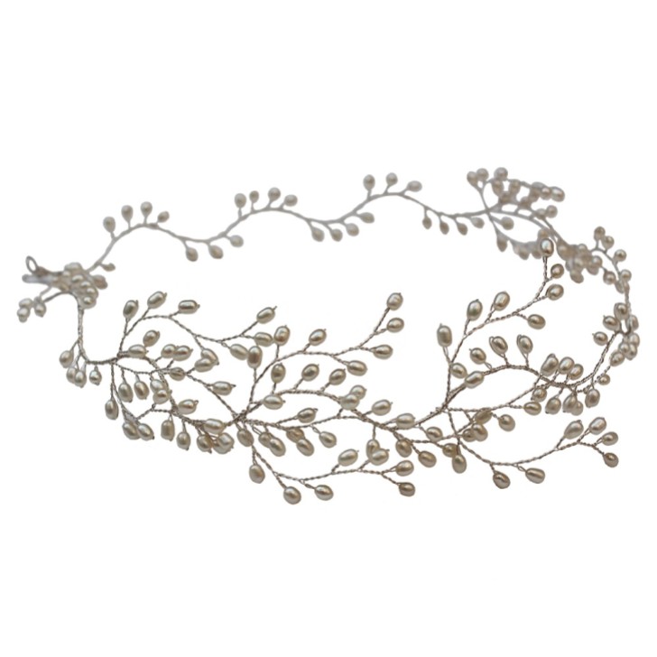 Hermione Harbutt Lily Freshwater Pearl Garland Headpiece