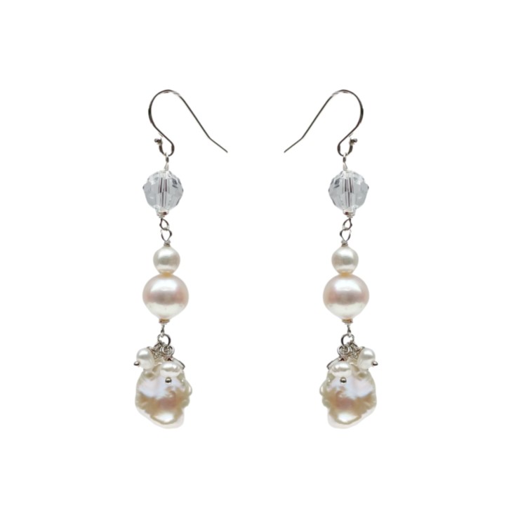 Hermione Harbutt Oslo Baroque Pearl and Crystal Drop Earrings