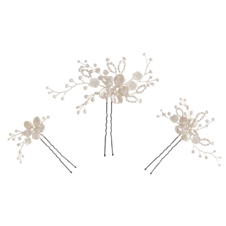 Hermione Harbutt Summer Floral Pearl Bridal Hair Pins (Set of 3)