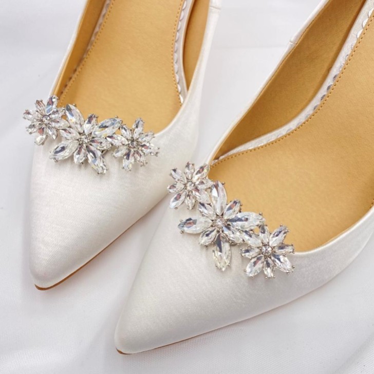 Horizon Silver Crystal Starburst Shoe Clips