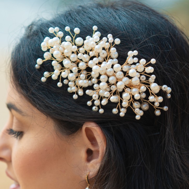 Ivory and Co Astrid Gold Statement Pearl Spray Hair Clip