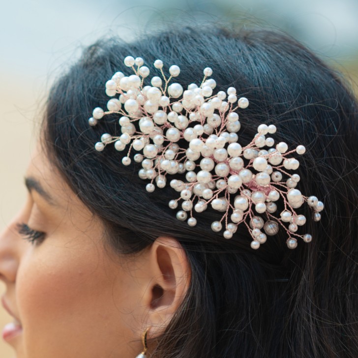 Ivory and Co Astrid Rose Gold Statement Pearl Spray Hair Clip