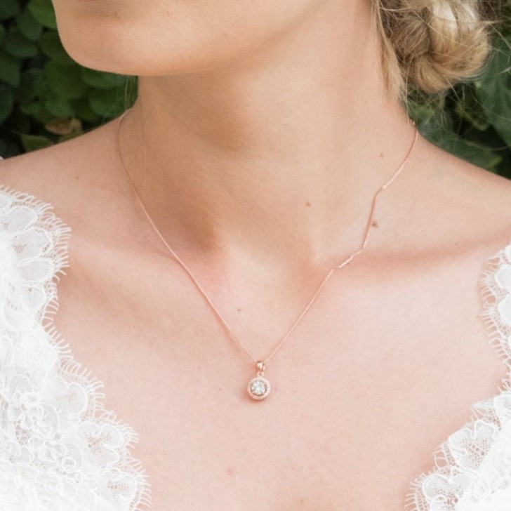 Ivory and Co Balmoral Rose Gold Crystal Pendant Necklace