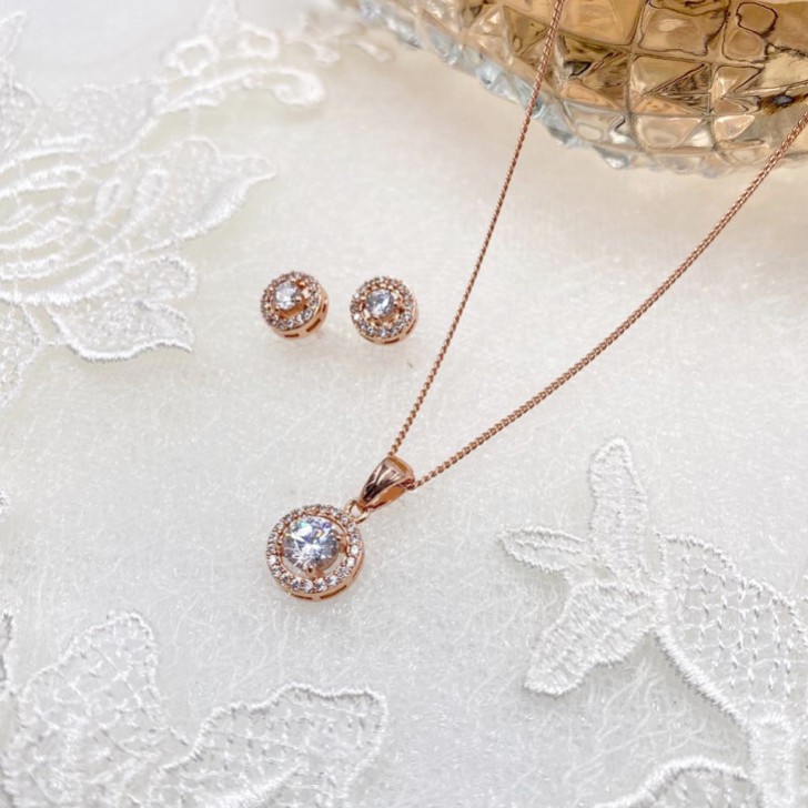 Ivory and Co Balmoral Rose Gold Wedding Jewelry Set
