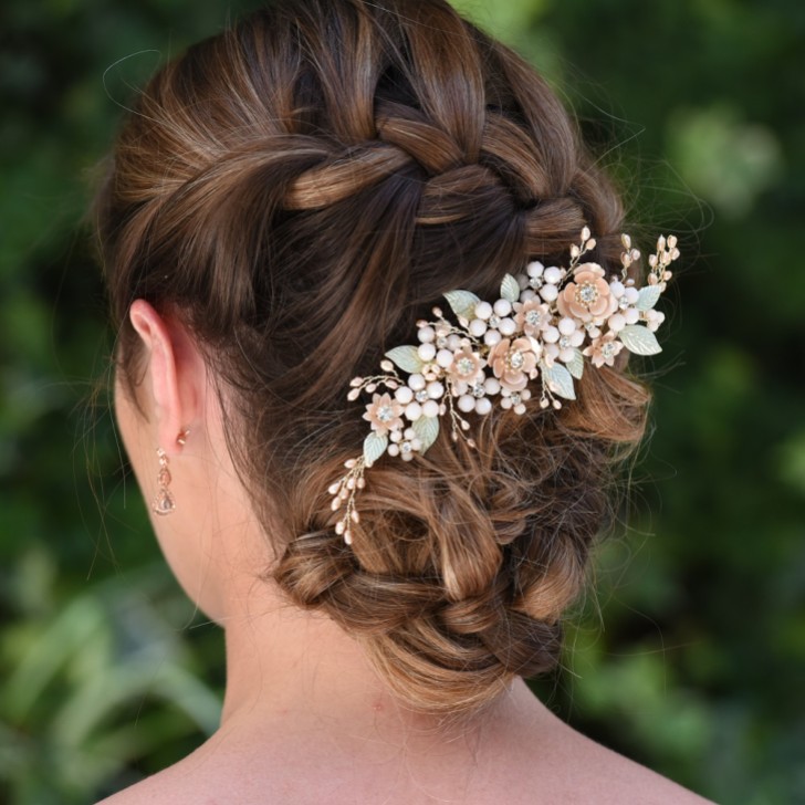 Ivory and Co Botanica Champagne Gold and Blush Flowers Headpiece