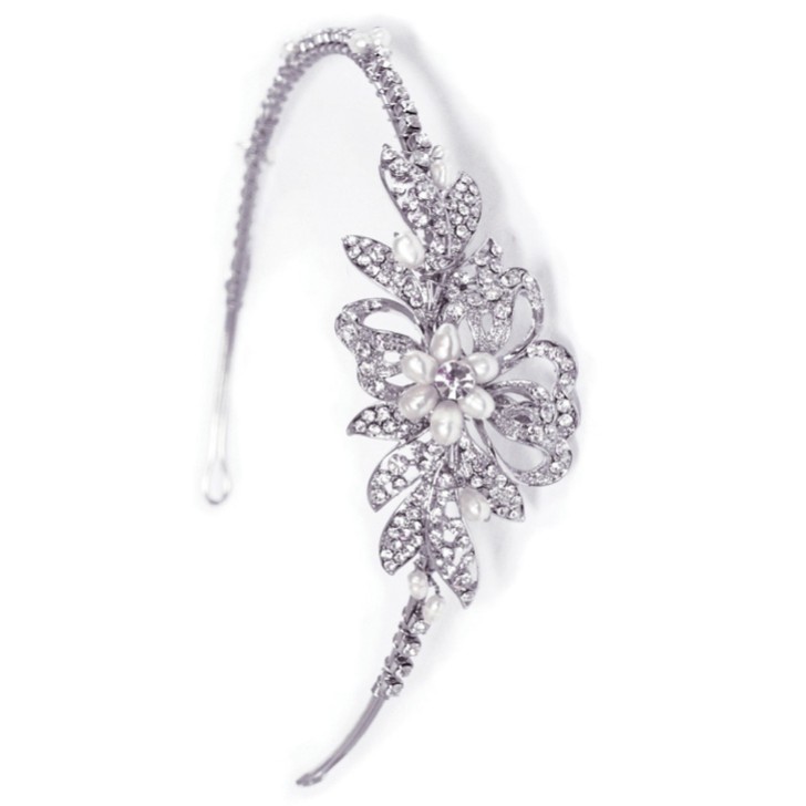 Ivory and Co Delphi Pearl and Crystal Floral Wedding Headband