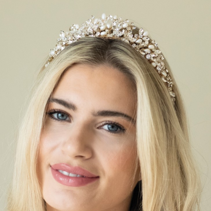 Ivory and Co Embrace Gold Crystal and Freshwater Pearl Tiara