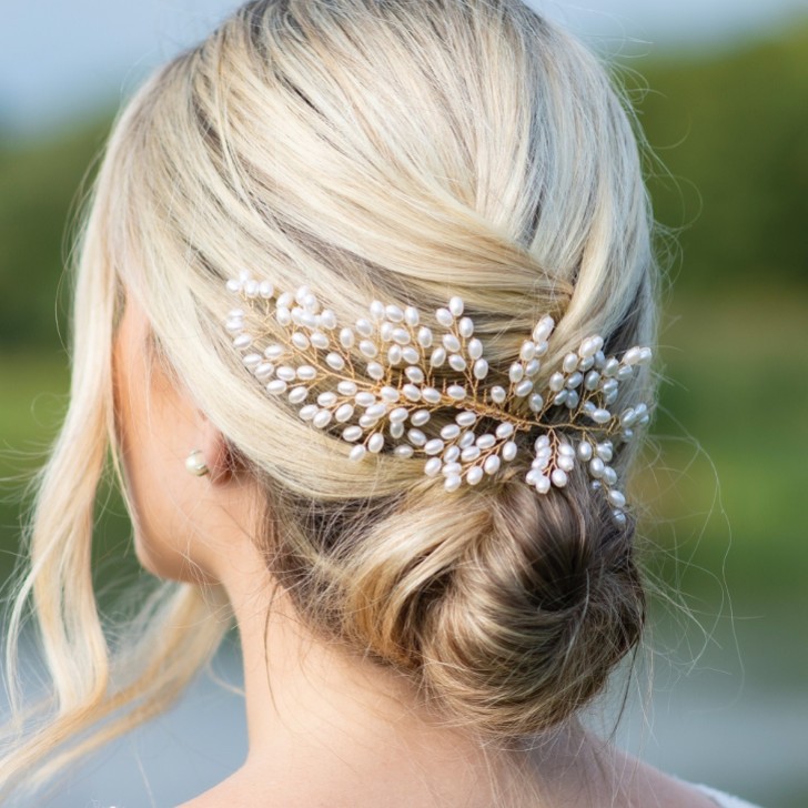 Ivory and Co Golden Seaspray Pearl Cluster Bridal Hair Comb
