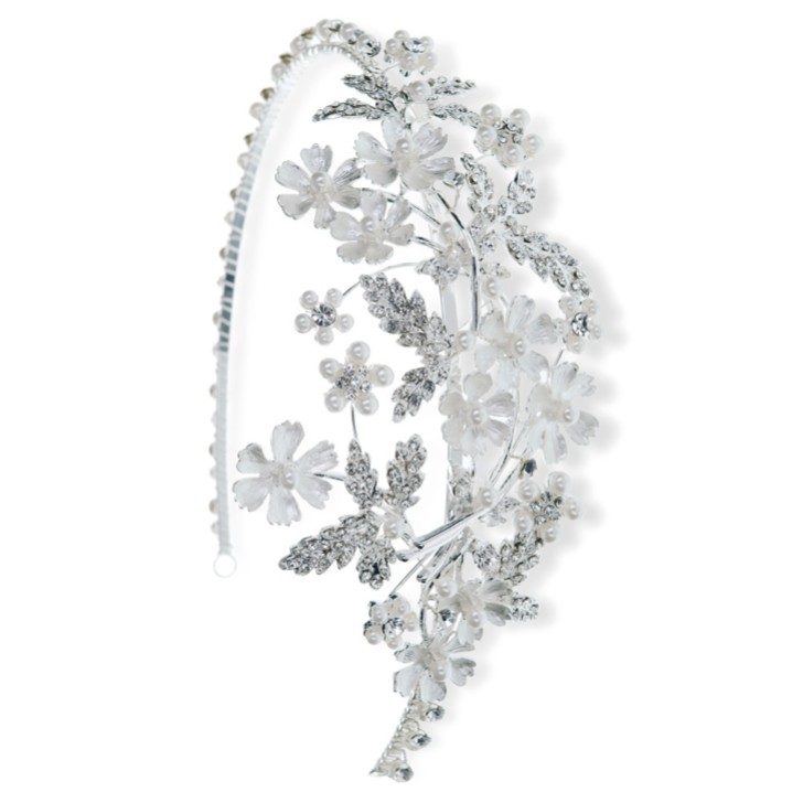 Ivory and Co Hermione Silver Enameled Blossoms Wedding Headpiece