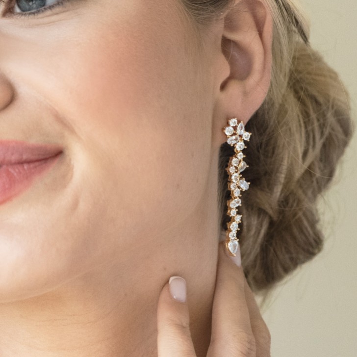 Ivory and Co Islington Gold Crystal Cluster Drop Earrings