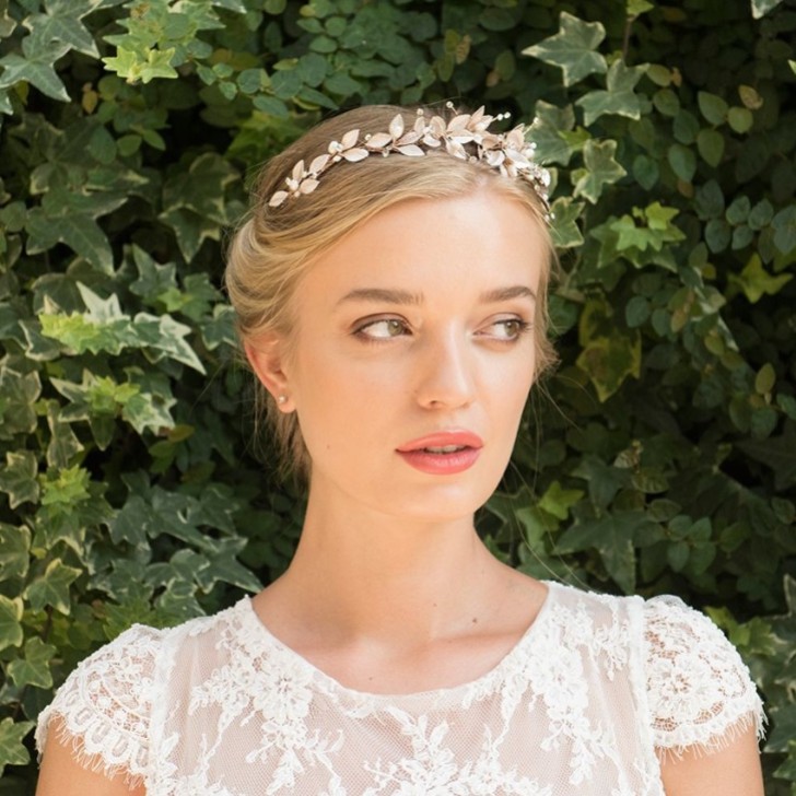 Ivory and Co Liberty Rose Gold Enamelled Flowers and Leaves Side Headpiece