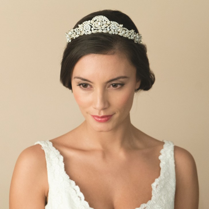 Ivory and Co Marcella Gold Art Deco Crystal Embellished Wedding Tiara