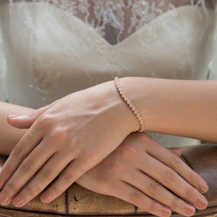Ivory and Co Modena Rose Gold Crystal Embellished Wedding Bracelet