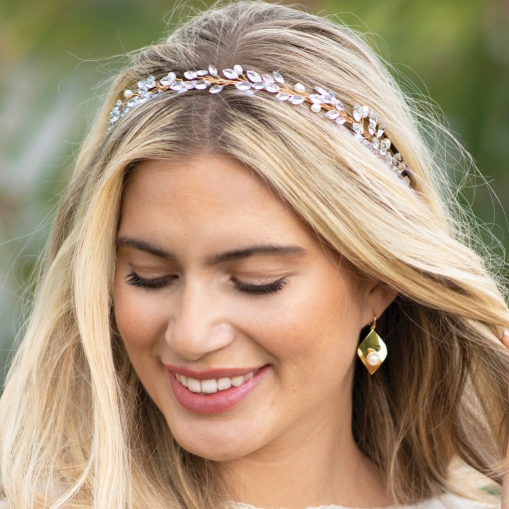 Ivory and Co Moonshine Gold Pearl and Crystal Headband