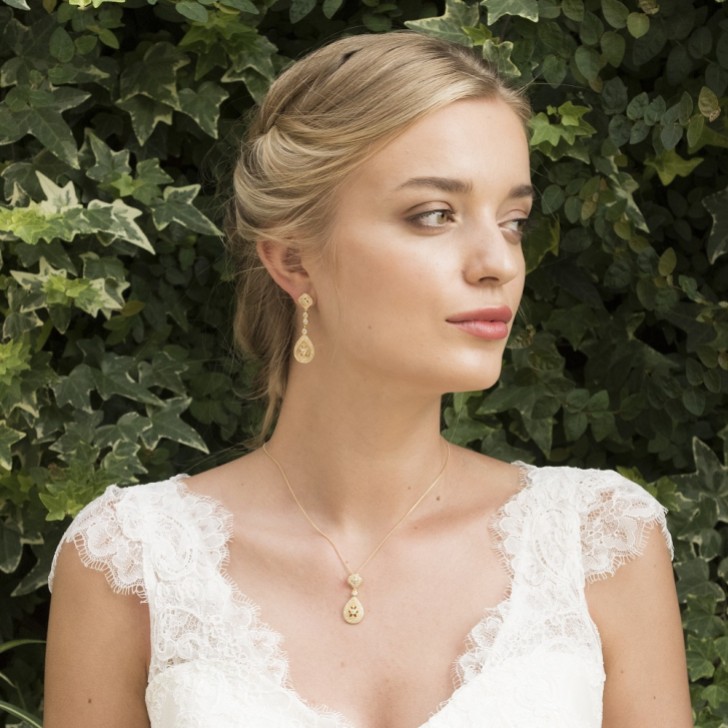 Ivory and Co Moonstruck Gold Crystal Wedding Earrings