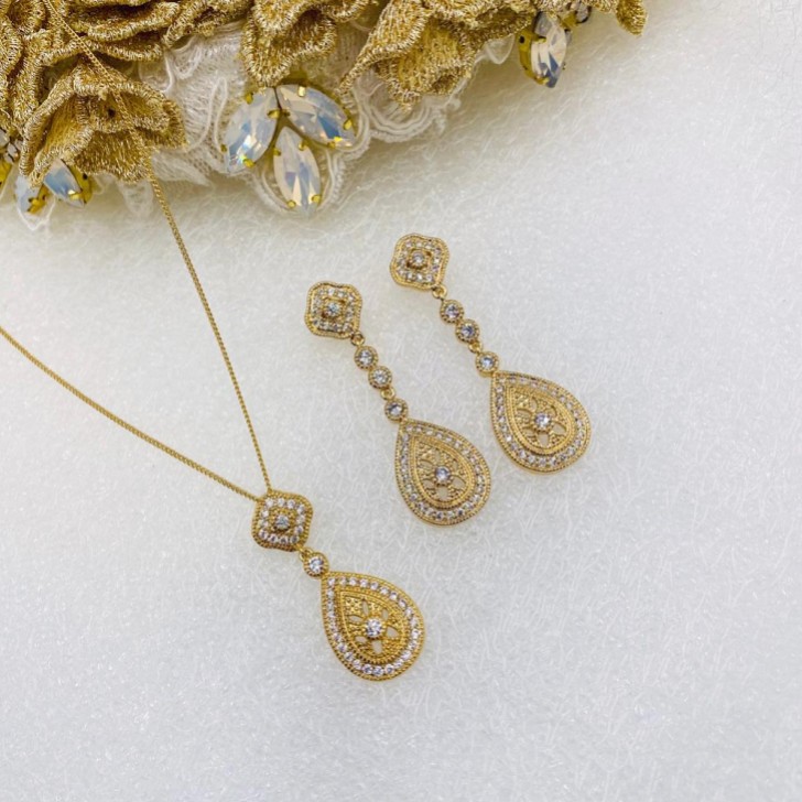 Ivory and Co Moonstruck Gold Crystal Bridal Jewelry Set