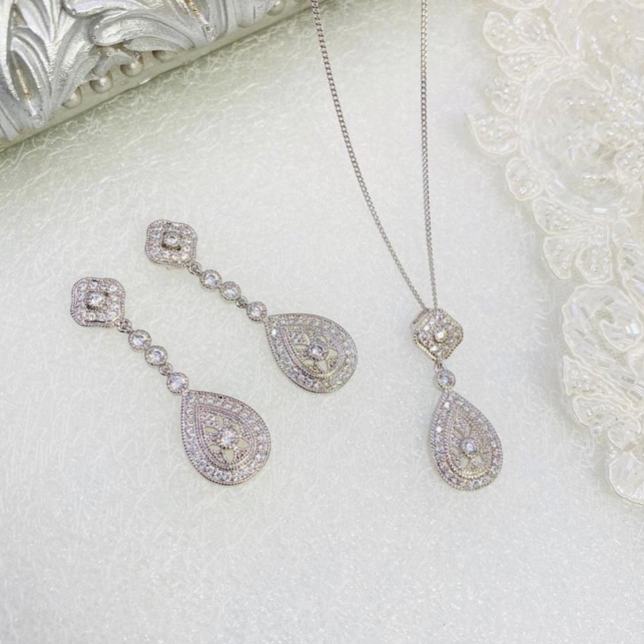 Ivory and Co Moonstruck Silver Crystal Bridal Jewelry Set