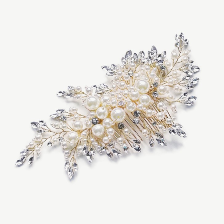 Ivory and Co Ocean Days Gold Statement Pearl and Crystal Hair Comb
