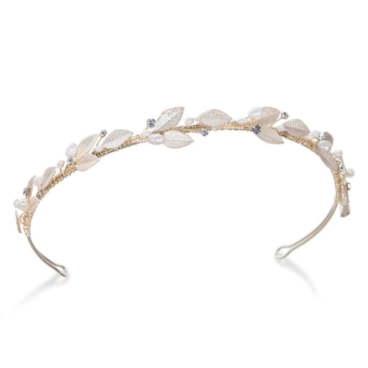 Ivory and Co Peach Blossom Golden Enamelled Leaves Headband