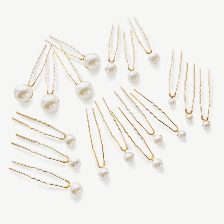 Ivory and Co Pearl Multi Gold Hair Pin (Set of 18)