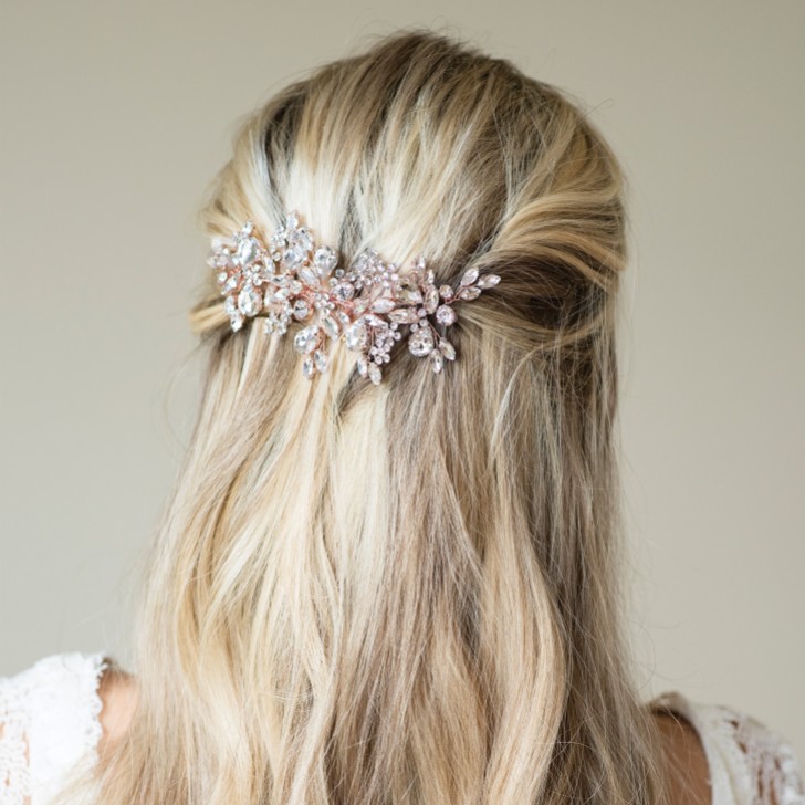 Ivory and Co Rose Gold Crystal Encrusted Sparkling Wedding Hair Comb