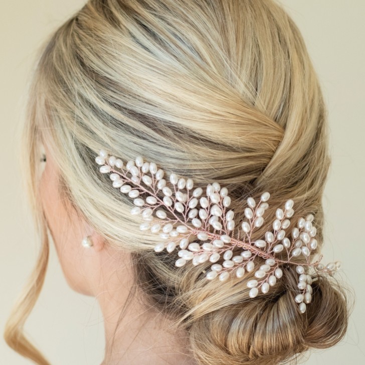Ivory and Co Rose Gold Seaspray Pearl Cluster Bridal Hair Comb