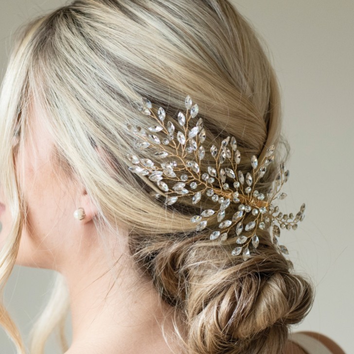 Ivory and Co Serenade Gold Statement Crystal Spray Wedding Hair Clip