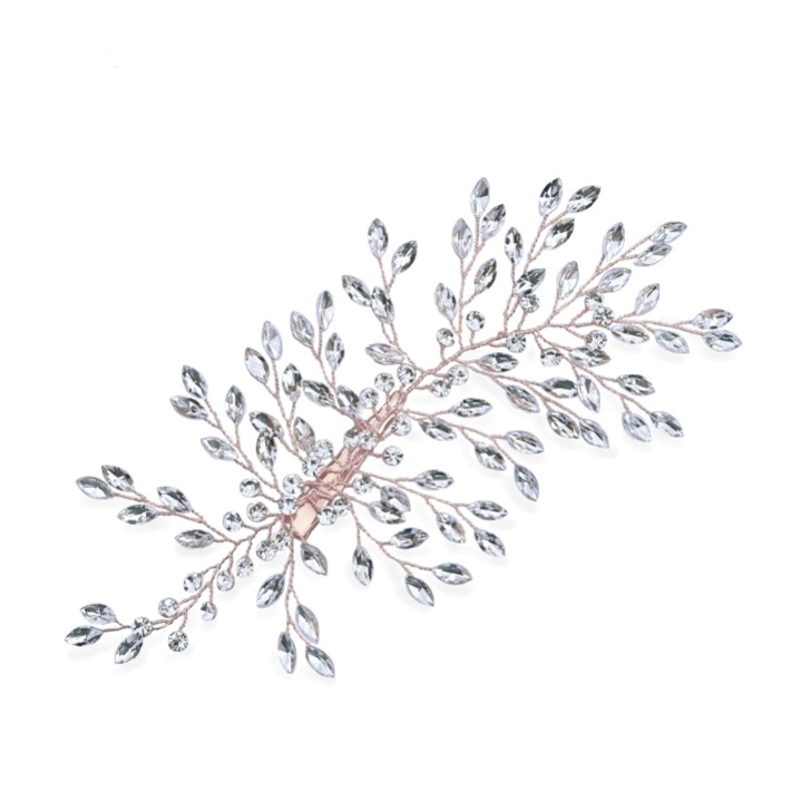 Ivory and Co Serenade Rose Gold Statement Crystal Spray Wedding Hair Clip