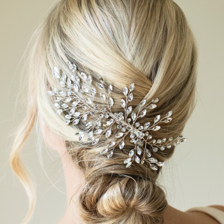 Ivory and Co Serenade Silver Statement Crystal Spray Wedding Hair Clip