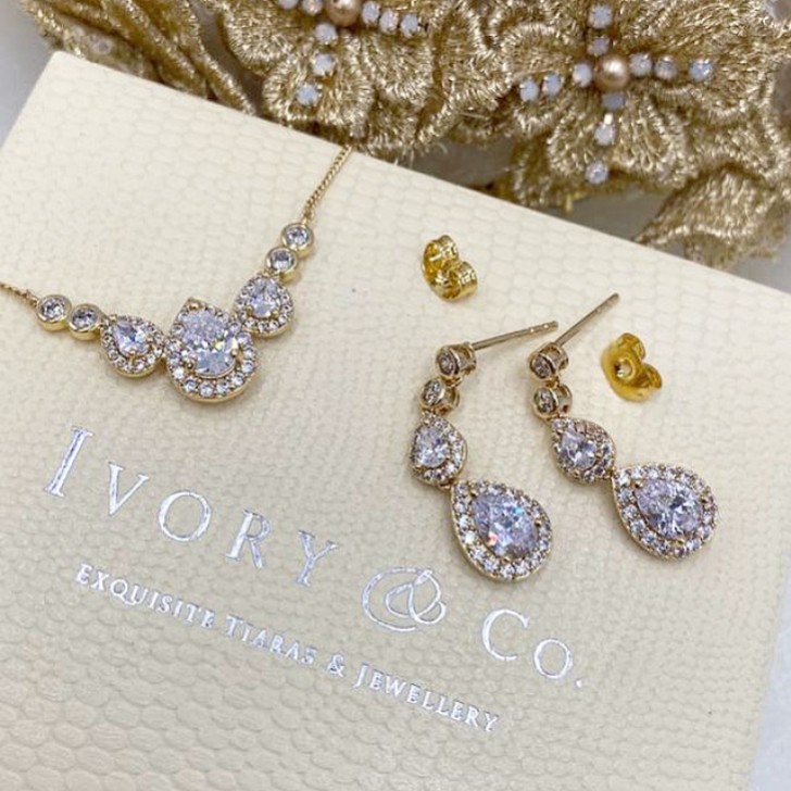 Ivory and Co Sorbonne Gold Bridal Jewelry Set