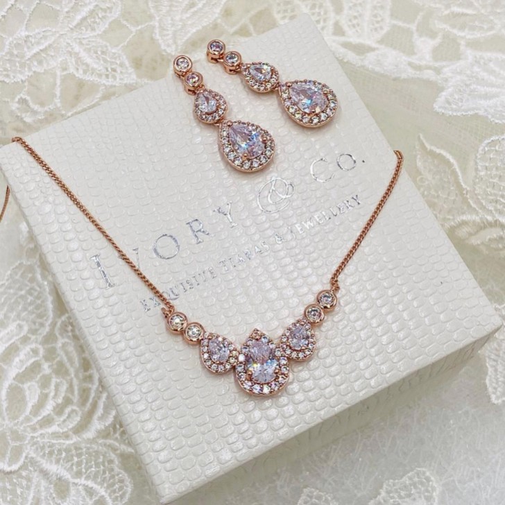 Ivory and Co Sorbonne Rose Gold Bridal Jewellery Set