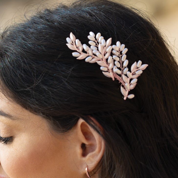 Ivory and Co Summer Rose Gold Leafy Hair Comb