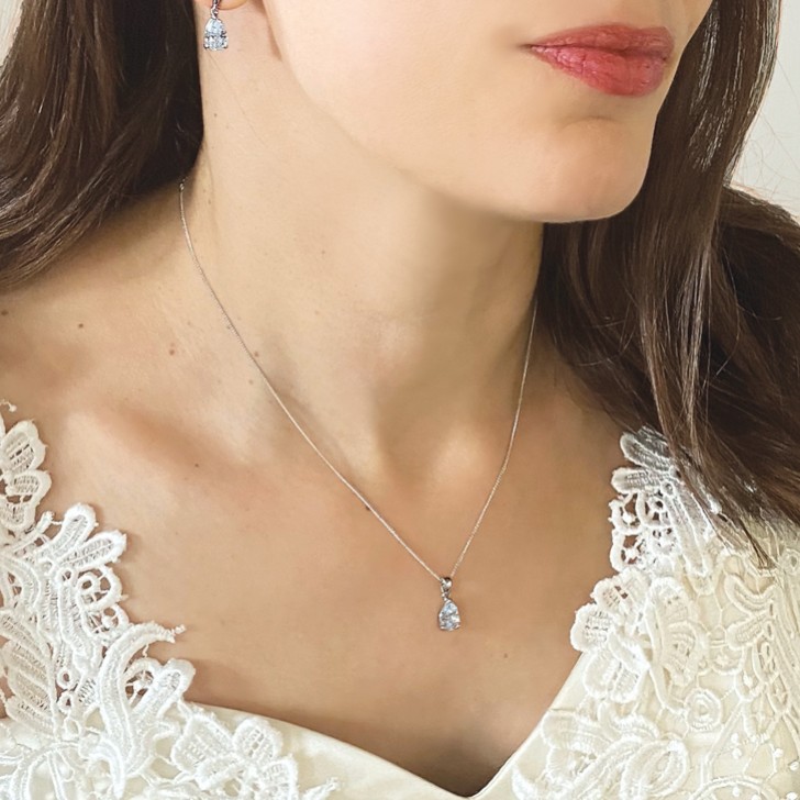 Ivory and Co Vanderbilt Teardrop Crystal Pendant Necklace