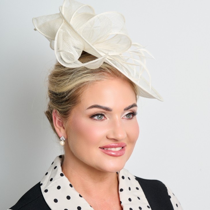 Ivory Large Sinamay Disk Wedding Fascinator