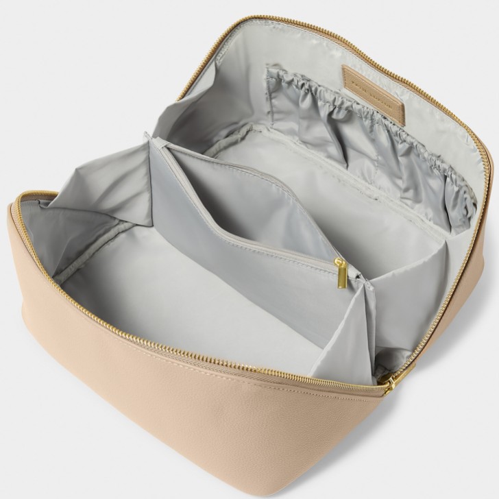 Katie Loxton Borsa grande per il trucco e il lavaggio color taupe chiaro