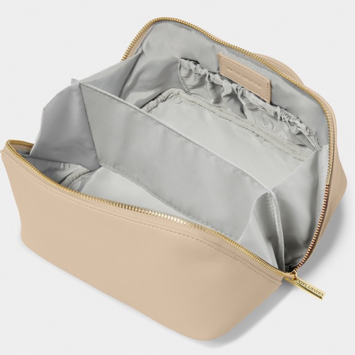 Katie Loxton Mittlere helltaupefarbene Kosmetiktasche und Waschbeutel