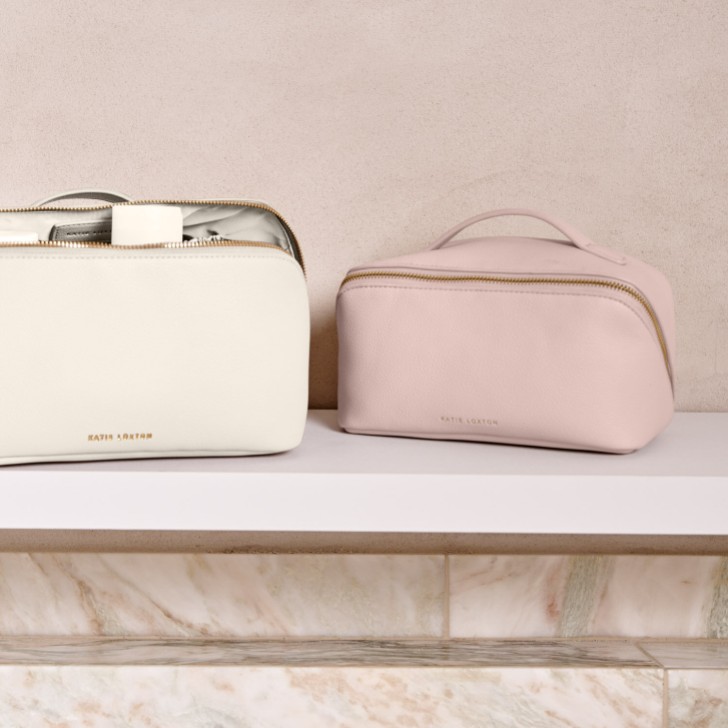 Katie Loxton Borsa media per il trucco e il bucato rosa polvere