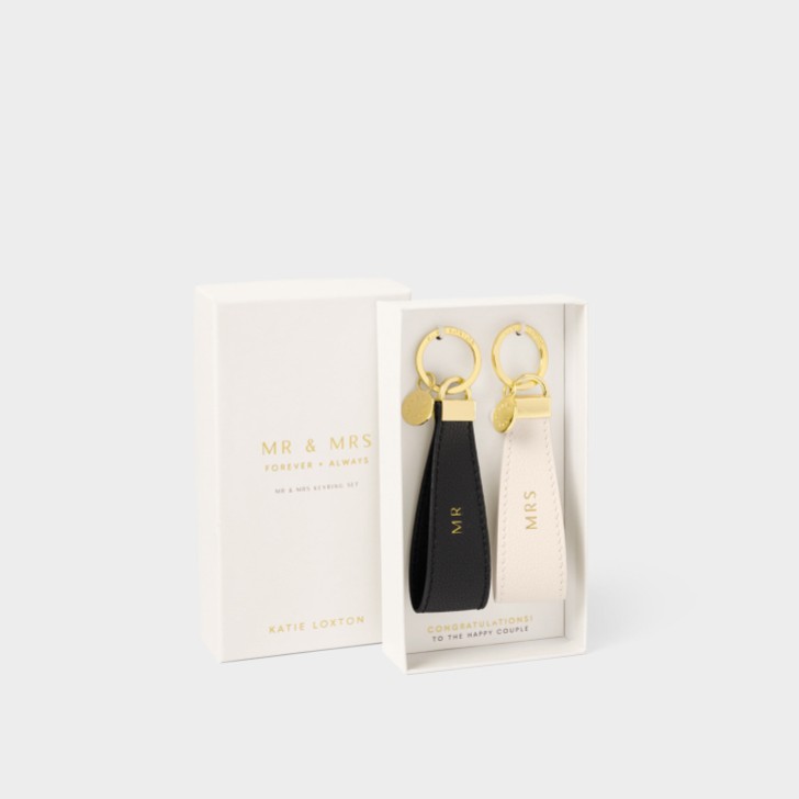 Katie Loxton portachiavi matrimonio in scatola 'Mr' e 'Mrs'