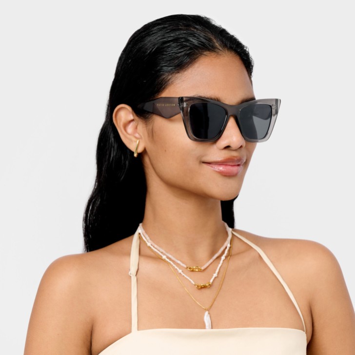 Katie Loxton Porto Transparent Gray Cat Eye Sunglasses