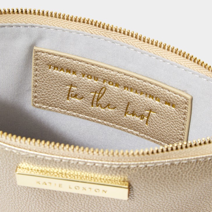 Katie Loxton 'Thank You For Helping Me Tie The Knot' Gold Pouch with Pearl Stone