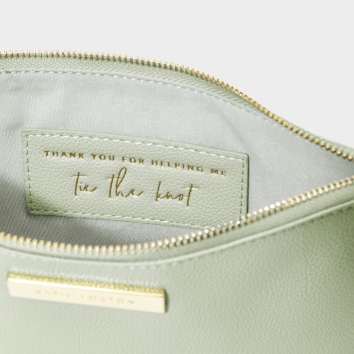 Katie Loxton 'Thank You For Helping Me Tie The Knot' Sage Green Pouch with Amazonite