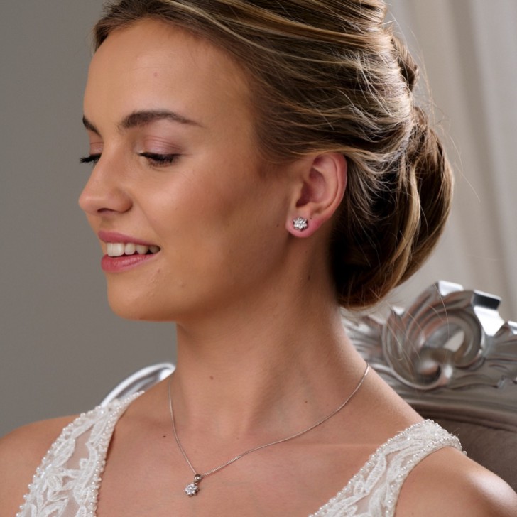 Lanesborough Floral Crystal Stud Earring and Pendant Jewelry Set