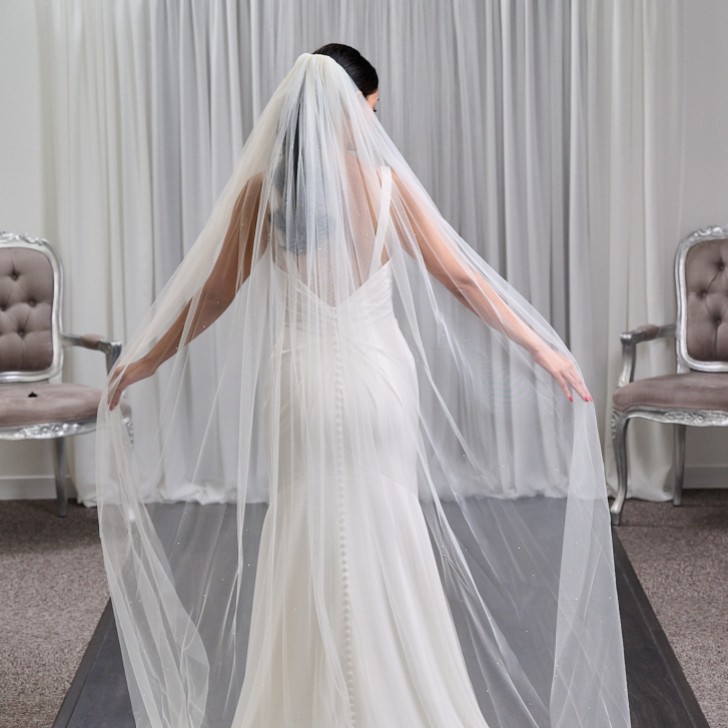 Leamington Single Tier Italian Tulle Scattered Pearl and Diamante Veil