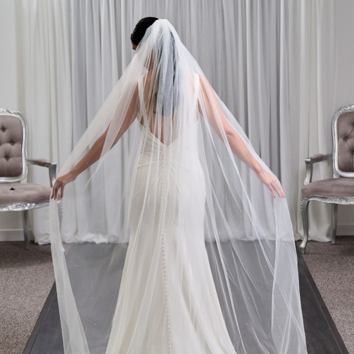 Leamington Single Tier Italian Tulle Scattered Pearl and Diamante Veil